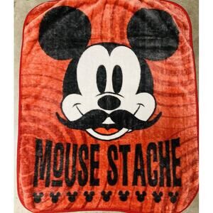 Mickey Mouse Mustache Plush Throw Blanket Mousestache Fall Autumn Red Funny Rare